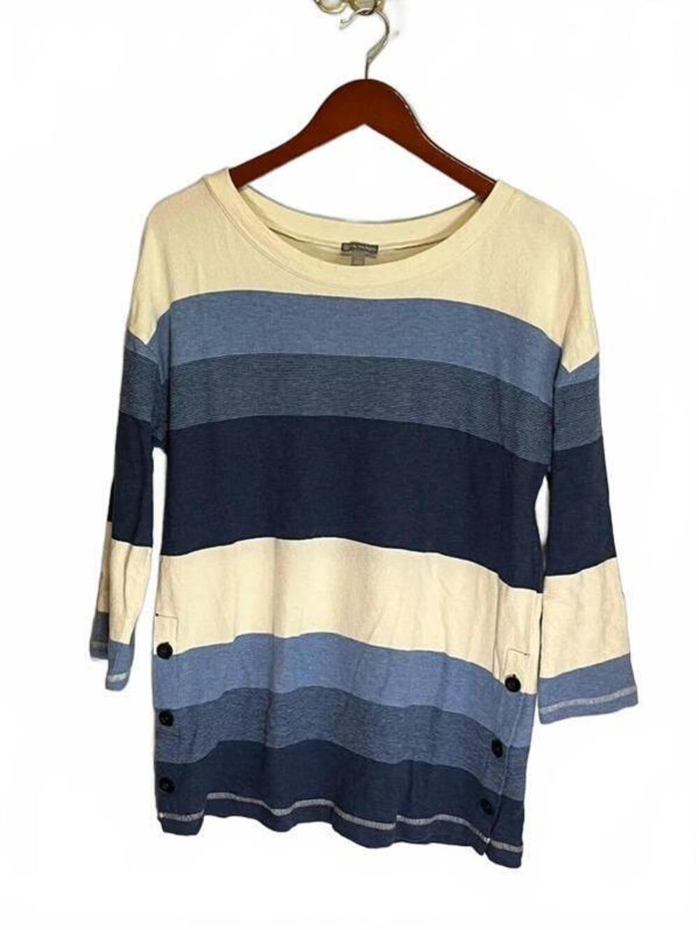 Blue ivory T by Talbots striped cotton tunic Large